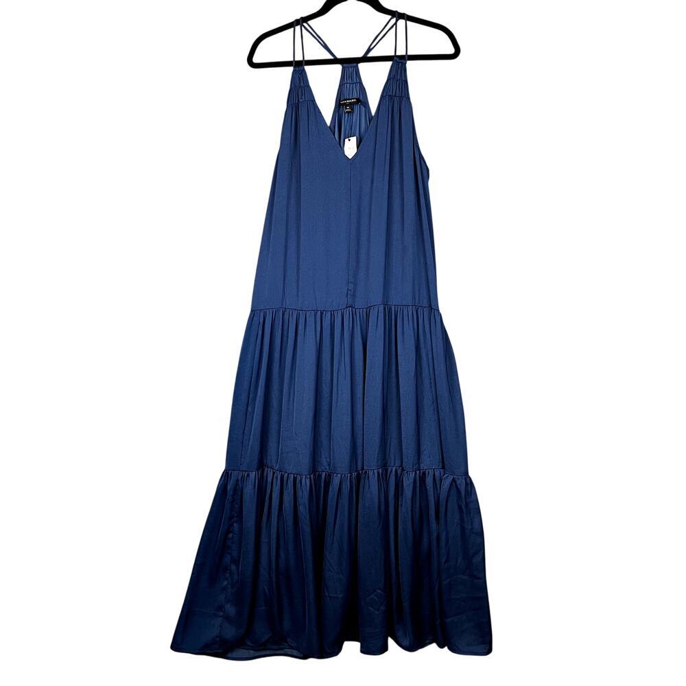 Banana Republic Tiered Maxi Dress Womens M Blue Sleeveless Flowy Boho NWT